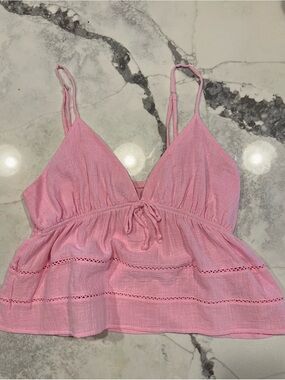 wild fable Pink Eyelet Tie-Front Tank Top